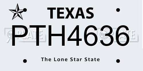 PTH4636 Texas License Plate