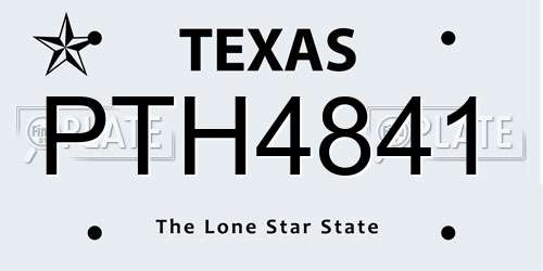 PTH4841 Texas License Plate