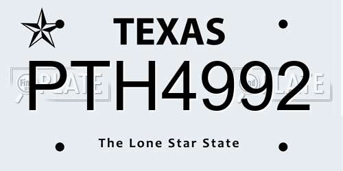 PTH4992 Texas License Plate