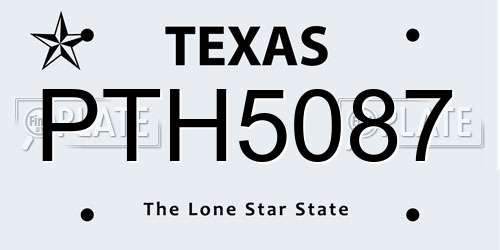 PTH5087 Texas License Plate