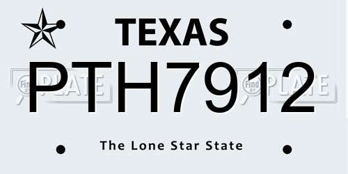 PTH7912 Texas License Plate