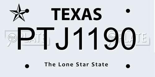PTJ1190 Texas License Plate