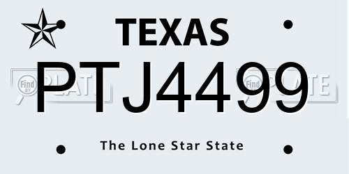 PTJ4499 Texas License Plate