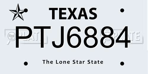 PTJ6884 Texas License Plate