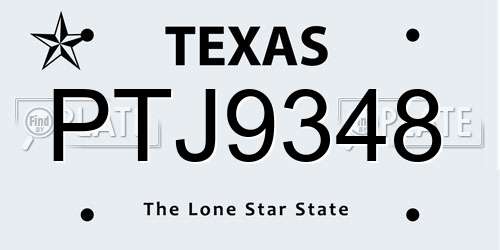 PTJ9348 Texas License Plate