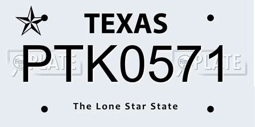 PTK0571 Texas License Plate