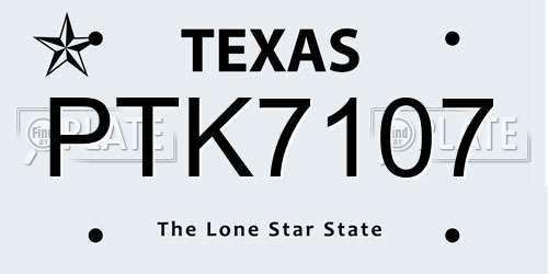 PTK7107 Texas License Plate