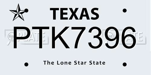 PTK7396 Texas License Plate
