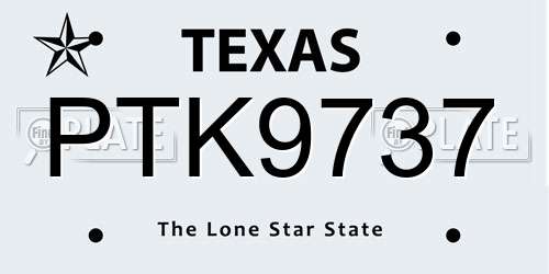 PTK9737 Texas License Plate