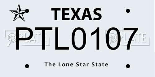 PTL0107 Texas License Plate
