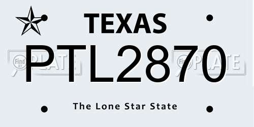 PTL2870 Texas License Plate