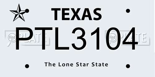 PTL3104 Texas License Plate