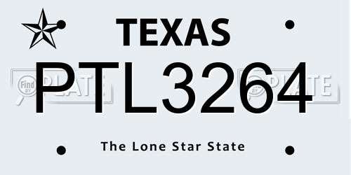 PTL3264 Texas License Plate