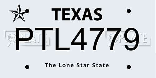 PTL4779 Texas License Plate