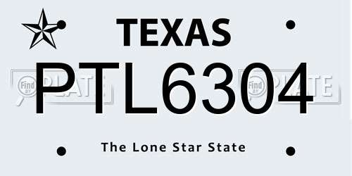 PTL6304 Texas License Plate