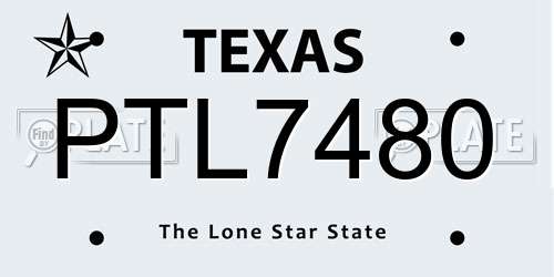 PTL7480 Texas License Plate