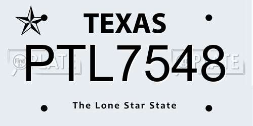 PTL7548 Texas License Plate