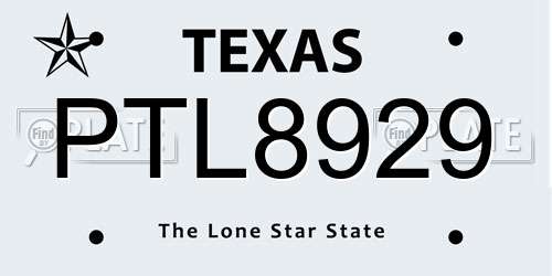 PTL8929 Texas License Plate