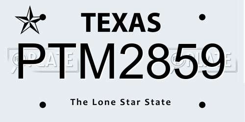PTM2859 Texas License Plate