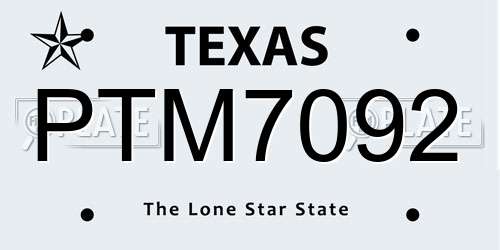 PTM7092 Texas License Plate