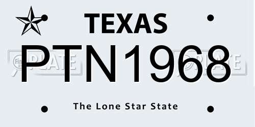 PTN1968 Texas License Plate
