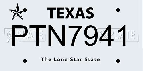 PTN7941 Texas License Plate