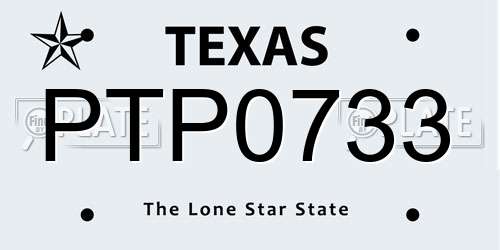 PTP0733 Texas License Plate