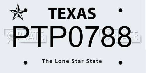 PTP0788 Texas License Plate