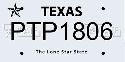 PTP1806 Texas License Plate