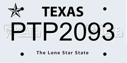 PTP2093 Texas License Plate