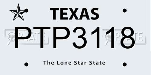PTP3118 Texas License Plate