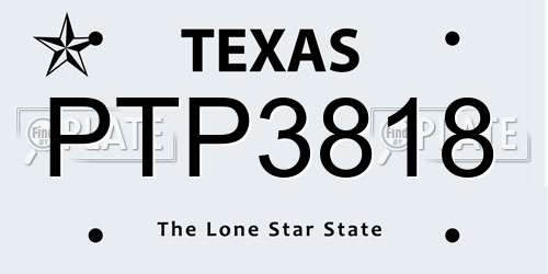 PTP3818 Texas License Plate