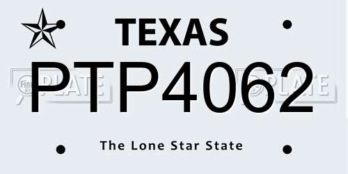 PTP4062 Texas License Plate