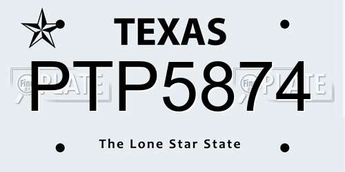 PTP5874 Texas License Plate