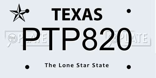 PTP820 Texas License Plate