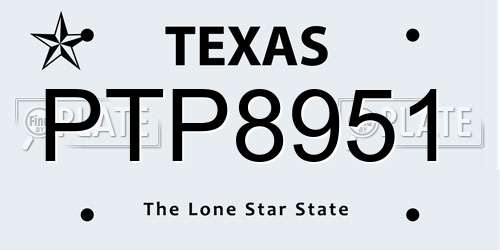 PTP8951 Texas License Plate