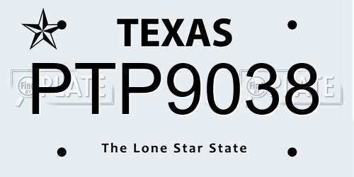 PTP9038 Texas License Plate