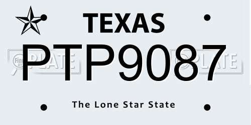PTP9087 Texas License Plate