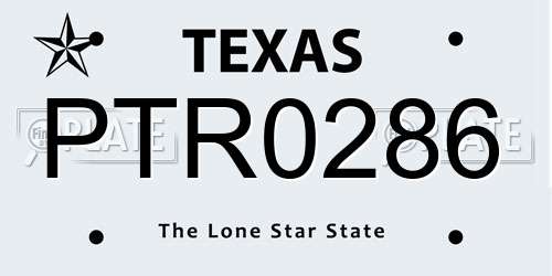 PTR0286 Texas License Plate