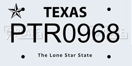 PTR0968 Texas License Plate