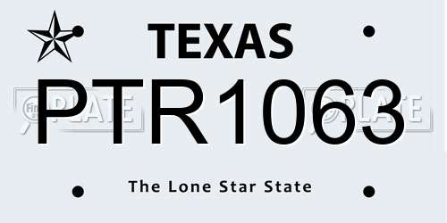 PTR1063 Texas License Plate