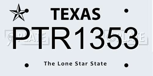 PTR1353 Texas License Plate