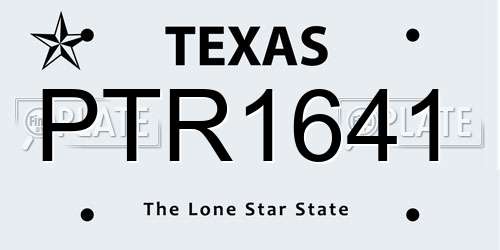 PTR1641 Texas License Plate