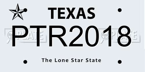 PTR2018 Texas License Plate