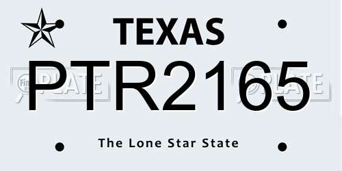 PTR2165 Texas License Plate