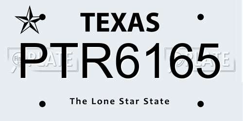 PTR6165 Texas License Plate