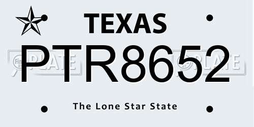 PTR8652 Texas License Plate