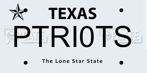 PTRI0TS Texas License Plate