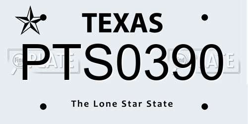 PTS0390 Texas License Plate