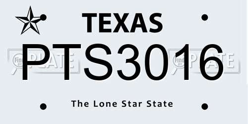 PTS3016 Texas License Plate